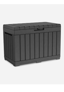 lot 121 image: Keter 50 Gallon Storage Deck Box 32 x 22.7 x 17.5 inches 350 lbs - Retail $80