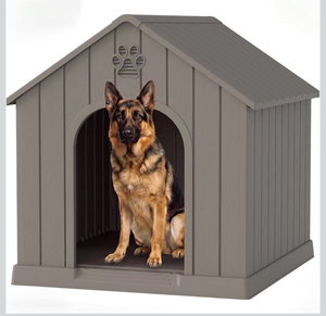 lot 123 image: Fancyango Large Dog House for Medium to Large Dogs �� Sturdy Waterproof Doghouse for IndoorOutdoor Use with Air Vents and Elevated Floor Easy to Clean and Assemble (Classic Grey, 36.2L � 38W � 38H) - Retail $99