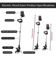 lot 127 image: Electric Weed Wacker Cordless, Battery Powered Weed Eater with Wheels2pcs Batteries&4 Types Blades, Lightweight, Low Noise, Grass TrimmerBrush CutterEdger, for Thick Weeds&Yard Garden - Retail $75