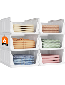 lot 138 image: 6 Pack Stackable Storage Baskets with Sliding Design 40.2in Height - Retail $40