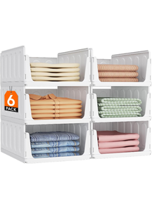 lot 154 image: 6 Pack Stackable Storage Baskets with Sliding Design 40.2in Height - Retail $40