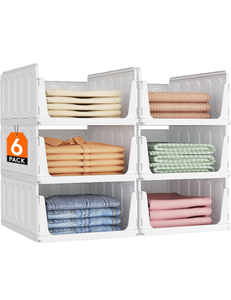 lot 155 image: 6 Pack Stackable Storage Baskets with Sliding Design 40.2in Height - Retail $40