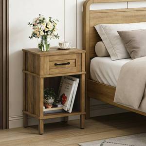 lot 2739 image: Small Brown Night Stand,Rustic End Table,Wood Nightstand with Drawer - Retail $45