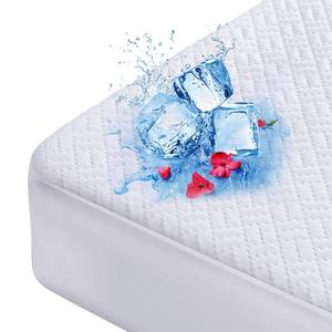 lot 2745 image: Cooling Waterproof Mattress Protector Queen Size, Mattress Cover 3D Air Fabric Mattress Pad Cover Smooth Soft Breathable Noiseless, 8-21 Deep Pocket - Retail $32