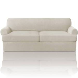 lot 2752 image: PrinceDeco T Cushion Sofa Slipcover 3 Pieces Sofa Covers for T Cushion Couch Soft Couch Cover Sofa Slip Covers (70-88) Furniture Covers with 2 Individual T Shape Seat Cover, Island Fossi - Retail $53