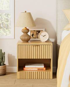 Apetaccat Small Nightstand, Modern Night Stand, Bedside Table with Drawer and Open Shelf, Cube Design, Small Side Table for Bedroom, Living Room, Oak - Retail: $70