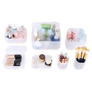 lot 2763 image: OCHEAL Appears Pre Owned Makeup Organizer Case Set Stackable Clear Vanity Storage - Multi-size Holder for Makeup, Jewelry, Toiletries - Retail $37