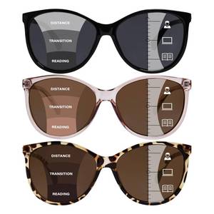 lot 2766 image: YUKANG 3 Packs Progressive Multifocal Sunglasses for Women Men, Multifocus Sun Readers Outdoor Reading Sunglasses Womens with UV400 TBLBrown 1.0 - Retail $33