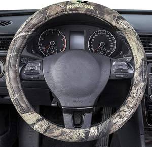 lot 2773 image: Mossy Oak Full Camo Steering Wheel Cover - Made from Premium Cotton Twill, Universal Fit for 14 12 to 15 inches - Official Licensed Product - Retail $24