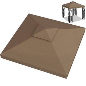 lot 2778 image: Ganggend 10x10ft Canopy Replacement Top, Double Tiered Pop up Gazebo Covers Replacement with 12 Velcros, Waterproof UV Protective Nylon, Outdoor Shelter for Grill, Patio, Event, Trade Show (Brown) - Retail $40