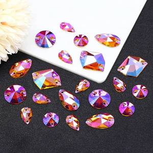 lot 2789 image: DONGZHOU Sew On Rhinestones,63 Pcs Mix Shape Glass Gemstones with Holes - Retail $23