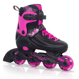 lot 2794 image: MammyGol Adjustable Inline Skates for Kids Youths Adults, All Wheels Light Up, Indoor and Outdoor Blades Roller Skates for Boys Girls Teen Beginners Rosy - Retail $50