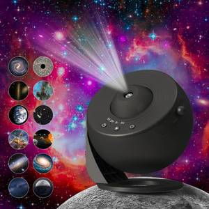 lot 2803 image: Galaxy Projector, C Type Not Included HD Image Star Projector Galaxy Light Adjustable Knob, 13 Film Discs Planetarium Projector for Kids, 360° Rotating 12h Timer Simple 3-Button Control Black - Retail $19