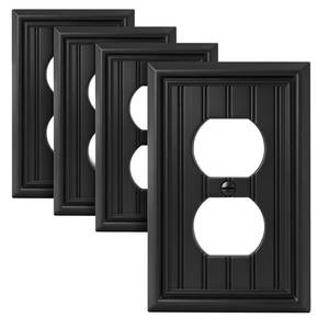 lot 2816 image: Black Natural Material Duplex Receptacle Cover, Outlet Covers (4-Pack) - Retail $15