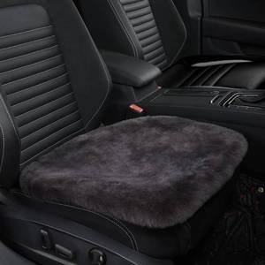lot 2818 image: IRIWOOL Genuine Sheepskin Auto Seat Pad, Australian Soft Wool Seat Cover Breathable and Sweat-Wicking Comfort Warm Universal Fit,19.2 inch x19.2 inch (Front seat Cushion 1pc, Dark Grey) - Retail $26
