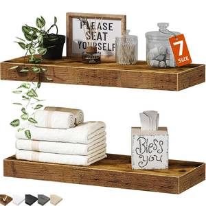 lot 2823 image: QEEIG Bathroom Floating Shelves for Wall (Brown, Set of 2, 15.7) - Retail $18