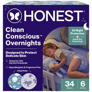 lot 2830 image: The Honest Company Overnight Diapers, Cozy Cloud, Size 6, 34 Count - Retail $27