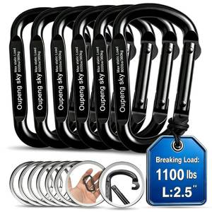 lot 2837 image: 6PCS Carabiner Clip - Heavy Duty Iron Carabiners 800lbs Carabeaner D Ring Shape,Key Chain Clip Hook,Keychain Clip,Multipurpose for Camping, Hiking,Backpacking or Other Outdoor Activities, Black. - Retail $9