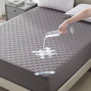 lot 2849 image: BEDLORE Waterproof Queen Size Mattress Protector, Deep Pocket Fit, Washable - Retail $30