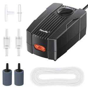 lot 2854 image: Pawfly Aquarium Air Pump 50 GPH Fish Tank Oxygen Pump for 10-60 Gallon Fish Tanks Buckets Dual Outlet Adjustable Ultra Quiet Aerator Pump with Airline Tubing Air Stones Connectors and Check Valves - Retail $10