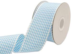 lot 2861 image: PQZKLDP Lt Blue Gingham Craft Ribbon 1.5�15Yds - Retail $12