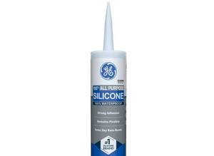 lot 2878 image: GE All Purpose Silicone Caulk, Clear, 10 fl oz Cartridge, 1 Pack - 100% Waterproof Silicone Sealant, Stronger Adhesion, Freeze & Sun Proof - Retail $8