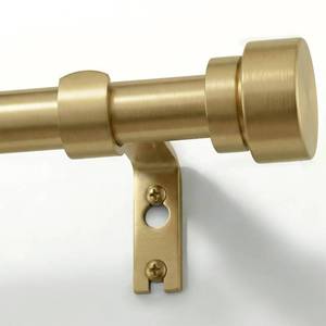 lot 2896 image: PORTRES Modern Gold Heavy Duty Curtain Rods for Windows 28 to 48 Inches Adjustable Length 1 Diameter Curtain Rod with Farmhouse Decorative Finials for Outdoor Bedroom Kitchen Living Room - Retail $23
