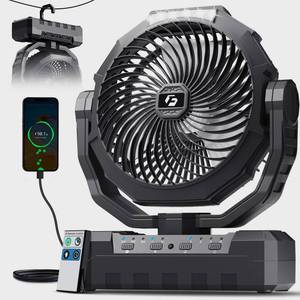 lot 2898 image: FRIZCOL 3-in-1 Camping Fan - Portable Fans Rechargeable - 24000mAh Battery Powered Fan with Light for Indoor, Outdoor, Tent, Travel, Fishing, Jobsite, Gifts for Men Dad Him �� Black Coal - Retail $27
