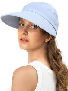 lot 2918 image: Sun Hats for Women Wide Brim Visor UV Protection Beach Summer Packable Cap(Blue) - Retail $19