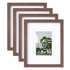 lot 2927 image: Egofine 8x10 Picture Frames Set of 4, Made of Solid Wood Covered by Plexiglass 4x6 and 5x7 with Mat or 8x10 without Mat, for Table Top Display and Wall Mounting Photo Frame Brown - Retail $32