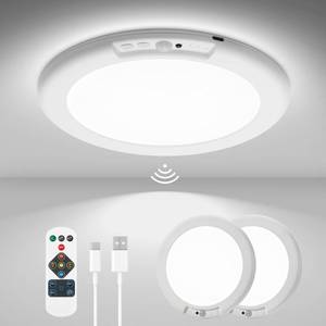 lot 2929 image: wowatt 2Pcs Battery Operated Ceiling Lights Rechargeable with Motion Sensor - Retail $37