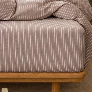 lot 2933 image: MOOMEE Striped Fitted Sheet Only Washed Cotton Linen-Like Deep Pocket King - Retail $43