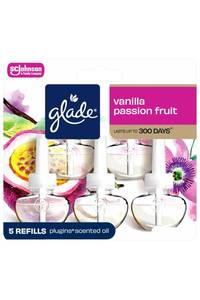 lot 2939 image: PACK OF THREE Glade PlugIns Air Freshener Refills, Vanilla Passion Fruit, 3 Count - Retail $12