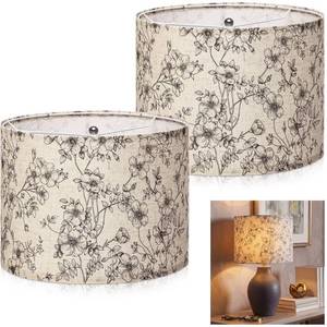 lot 2954 image: Hortsun 2 Pcs Drum Lamp Shades French Retro Floral Table Lamps Spider - Retail $35