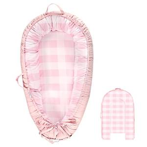 lot 2967 image: DILIMI Baby Lounger Cover, Cotton Baby Nest Replacement Cover for Girls Boys, Soft Breathable Reversible Newborn Lounger Cover, Pink Checkered (Only Cover) - Retail $22