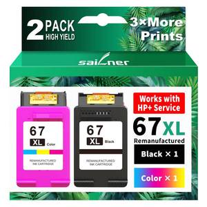 lot 2972 image: 67XL Ink Cartridges BlackColor Combo Pack Replacement for HP Ink 67 HP67XL - Retail $35
