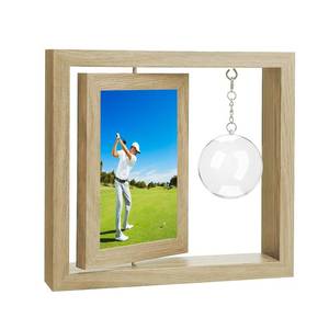 lot 2976 image: Golfball Display Frame Including Clear Round Golfball Display Box & 4x6 Rotatable Picture Frame for Enthusiasts Gift and Protect Ball & Picture Collection (Ball Not Included) (Wood) - Retail $14