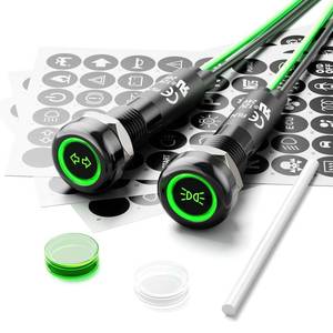 lot 2979 image: FILN 2PCS 8MM 12V-24V LED Indicator Light IP67 Signal Lamp Green - Retail $15