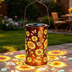 lot 2991 image: Colorful Sunflower Glow Outdoor Waterproof Garden Decor Solar Lantern - Retail $20