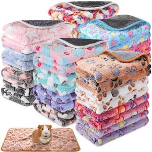 lot 2992 image: Newwiee 16 Pcs Waterproof Small Pet Fleece Blanket Bulk Washable Small Animal Cage Bedding Guinea Pig Puppy Dog Cat Pee Pad Liner Accessories(Assorted,18 x 13 Inch) - Retail $46