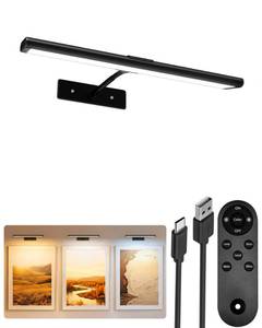 lot 6 image: EZVALO Picture Light for Wall, 13 Black Rechargeable Wireless Lights - Retail $25