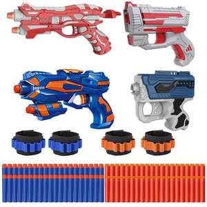 lot 26 image: Kasebro 4 Pack Blaster Set for Kids Team Battle with 80 Darts & Wrist Bands - Retail $33