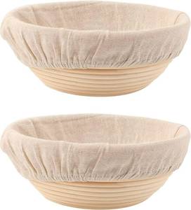 lot 45 image: DOYOLLA Round Bread Dough Proofing Rising Rattan Baskets(Set of 2, 9 inch) wLiners for Home Sourdough Bread Bakers - Retail $25