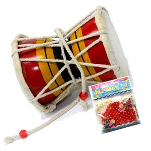 lot 49 image: Shiv Damroo Drum  4  Mini Handmade Damru Percussion Indian Musical Instrument - Retail $10