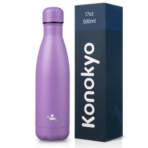 lot 56 image: Konokyo 17 oz Insulated Stainless Steel Water Bottle, Lavender - Retail $9