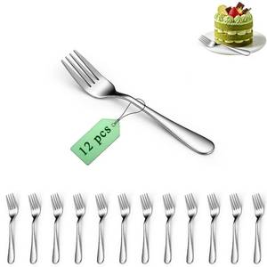 lot 64 image: Dessert Forks Set of 12, Berglander Stainless Steel 5.5 Cake Fork for Cocktail, Dessert, Cake, Tea, Fruit, Cheese, Appetizer Small Forks for Party, Hotel, Restaurant, Cafes Dishwasher Safe - Retail $8