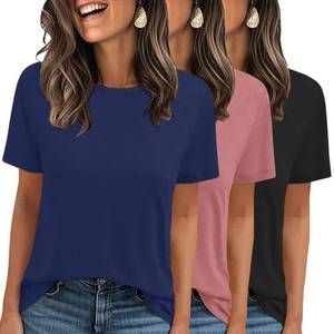 lot 76 image: LOOKFACE 3 Pack Womens Basic T Shirts Summer Tops 2026 Short Sleeve Tees Comfy Casual Vacation Clothes XL - Retail $22