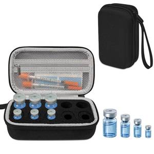 lot 81 image: 3510ML Peptide Case �� 10-Slot Peptide Organizer with Mesh Pocket, Fits 3ml 5ml and 10ml Vials Bottles, Peptide Storage Case for Fridge (Bag Only) (10-Slot) - Retail $8
