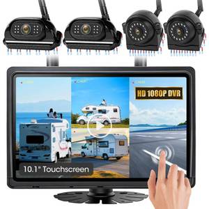lot 85 image: WOOCARTY 10.1 - 4 Magnetic Wireless RV Backup Camera System, 1080P DVR Touchscreen Rear Side Cameras for Monitoring, Compatible with Furrion Pre-Wired Plug, Night Vision Camera for Trailer Truck, A24 - Retail $360