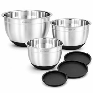 lot 89 image: Bellemain Stainless Steel Mixing Bowls with Airtight Lids Set - Set of 3 - Retail $24